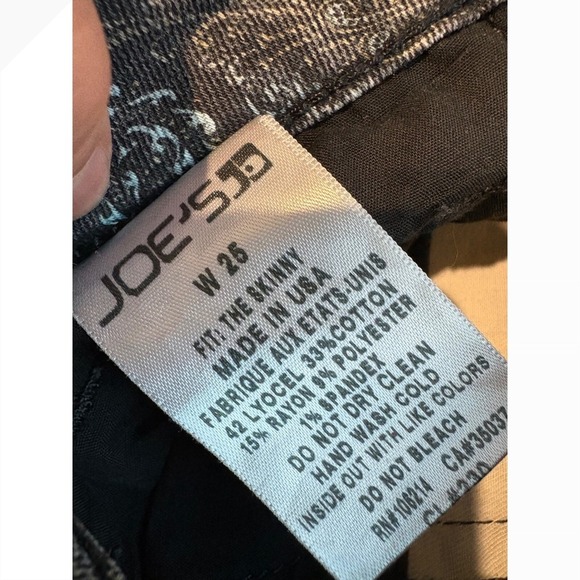 Joe's Jeans The Skinny Paisley‎ Print Denim Pants Stretch Black Size 25 - Picture 4 of 5
